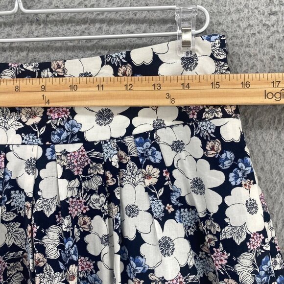 Ann Taylor Skirt Womens 6 Navy Floral Mini Pleated A Line Cotton Stretch Casual - Picture 8 of 10